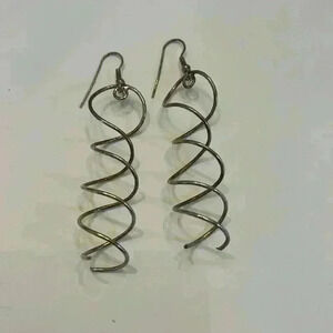 Vintage Silver Colored Spiral Earrings